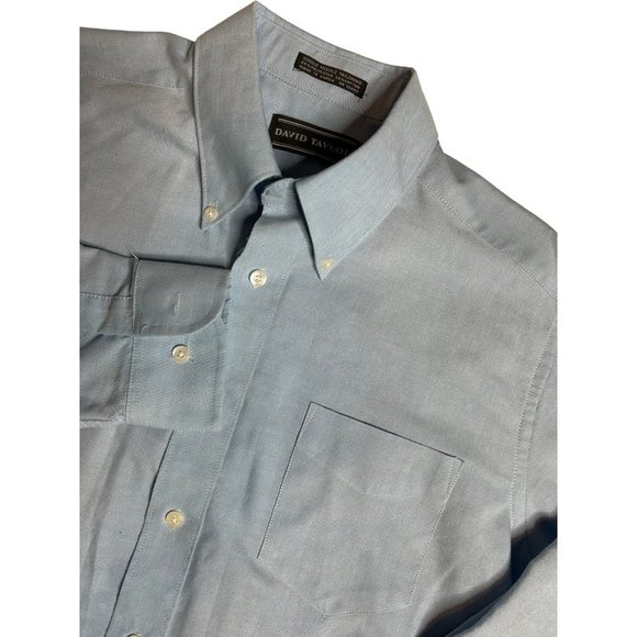 David Taylor Mens Long Sleeve Blue Button Down Shirt Size‎ 16  32/33 - Picture 1 of 5